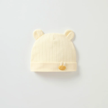 Soft Infant Beanies Caps Baby Hat Cartoon Bear Boneless Muslin Hat Newborn Headwear Windproof Spring Hat 0-3M Baby Hats
