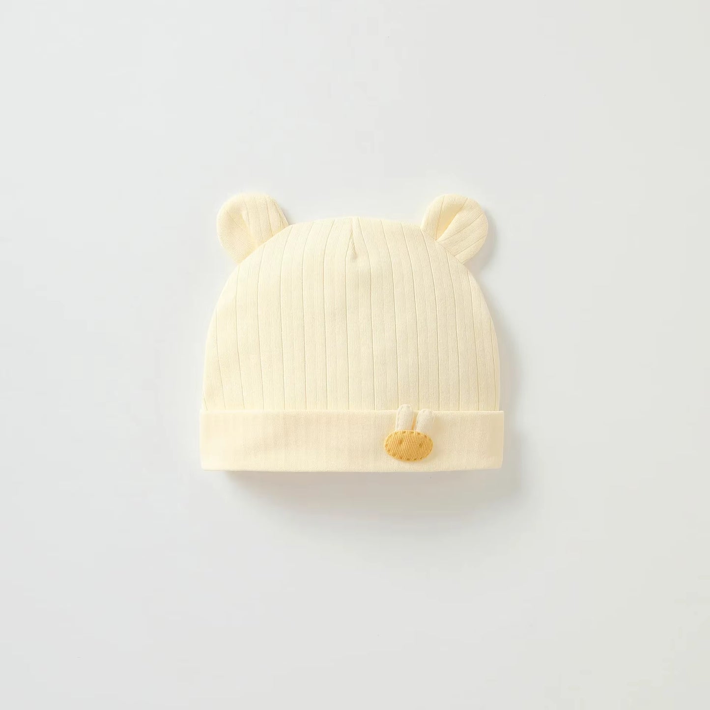 Soft Infant Beanies Caps Baby Hat Cartoon Bear Boneless Muslin Hat Newborn Headwear Windproof Spring Hat 0-3M Baby Hats