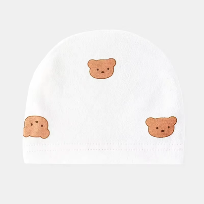 Soft Infant Beanies Caps Baby Hat Cartoon Bear Boneless Muslin Hat Newborn Headwear Windproof Spring Hat 0-3M Baby Hats
