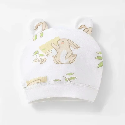 Soft Infant Beanies Caps Baby Hat Cartoon Bear Boneless Muslin Hat Newborn Headwear Windproof Spring Hat 0-3M Baby Hats