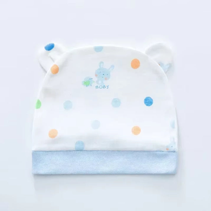 Soft Infant Beanies Caps Baby Hat Cartoon Bear Boneless Muslin Hat Newborn Headwear Windproof Spring Hat 0-3M Baby Hats