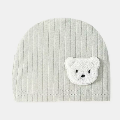 Soft Infant Beanies Caps Baby Hat Cartoon Bear Boneless Muslin Hat Newborn Headwear Windproof Spring Hat 0-3M Baby Hats