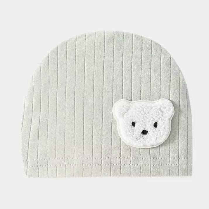 Soft Infant Beanies Caps Baby Hat Cartoon Bear Boneless Muslin Hat Newborn Headwear Windproof Spring Hat 0-3M Baby Hats
