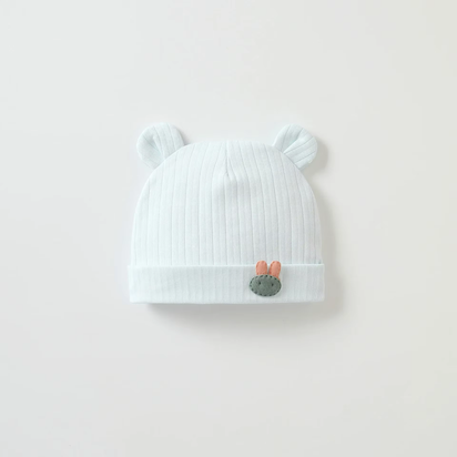 Soft Infant Beanies Caps Baby Hat Cartoon Bear Boneless Muslin Hat Newborn Headwear Windproof Spring Hat 0-3M Baby Hats