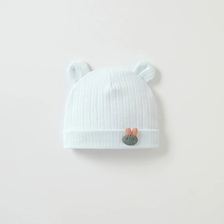 Soft Infant Beanies Caps Baby Hat Cartoon Bear Boneless Muslin Hat Newborn Headwear Windproof Spring Hat 0-3M Baby Hats