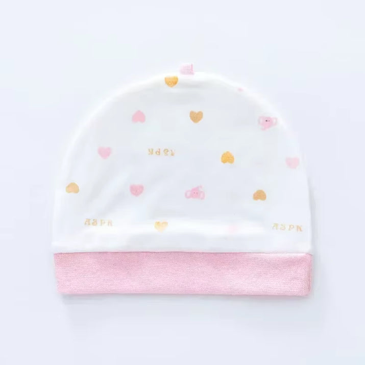 Soft Infant Beanies Caps Baby Hat Cartoon Bear Boneless Muslin Hat Newborn Headwear Windproof Spring Hat 0-3M Baby Hats