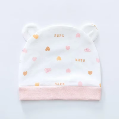 Soft Infant Beanies Caps Baby Hat Cartoon Bear Boneless Muslin Hat Newborn Headwear Windproof Spring Hat 0-3M Baby Hats