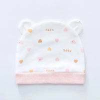 Soft Infant Beanies Caps Baby Hat Cartoon Bear Boneless Muslin Hat Newborn Headwear Windproof Spring Hat 0-3M Baby Hats